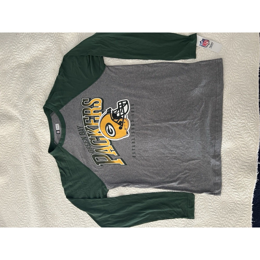 NFL Team Apparel Green Bay Packers Long Sleeve Green And Gray Men's Large